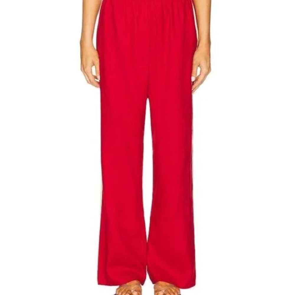DONNI. x Revolve Linen Stripe Racer Pant in Bell Pepper NWOT XXS - Picture 2 of 5